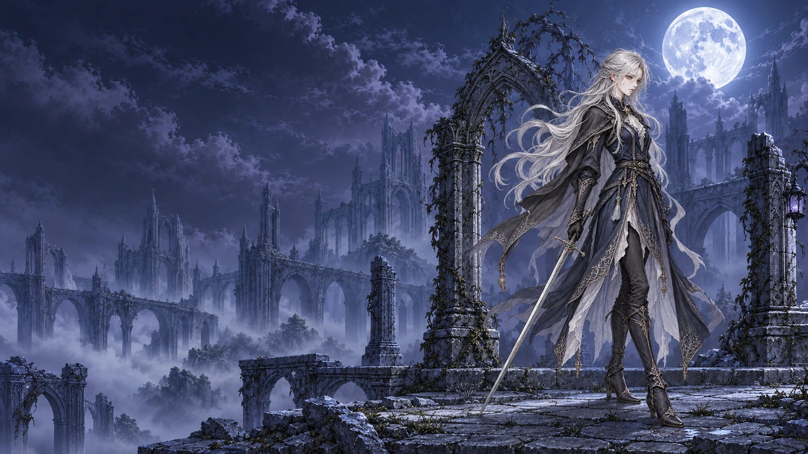 Moonmist Ruins — Promotional composition · not gameplay