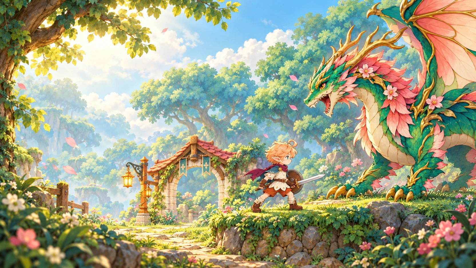 The Hero and the Dragon — Promotional composition · not gameplay